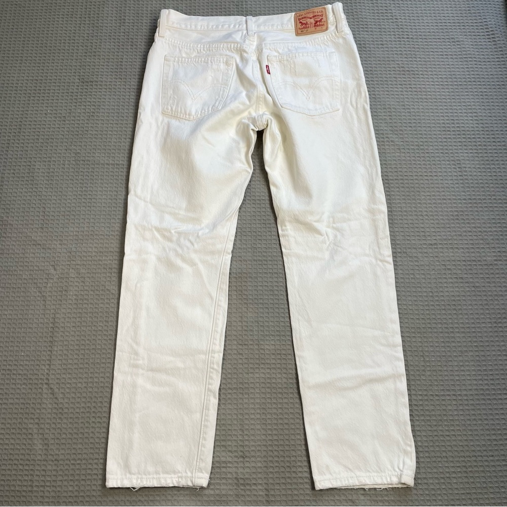 Levi’s 501‎ CT Jeans 26 Womens Custom Tapered Button Fly Distressed White